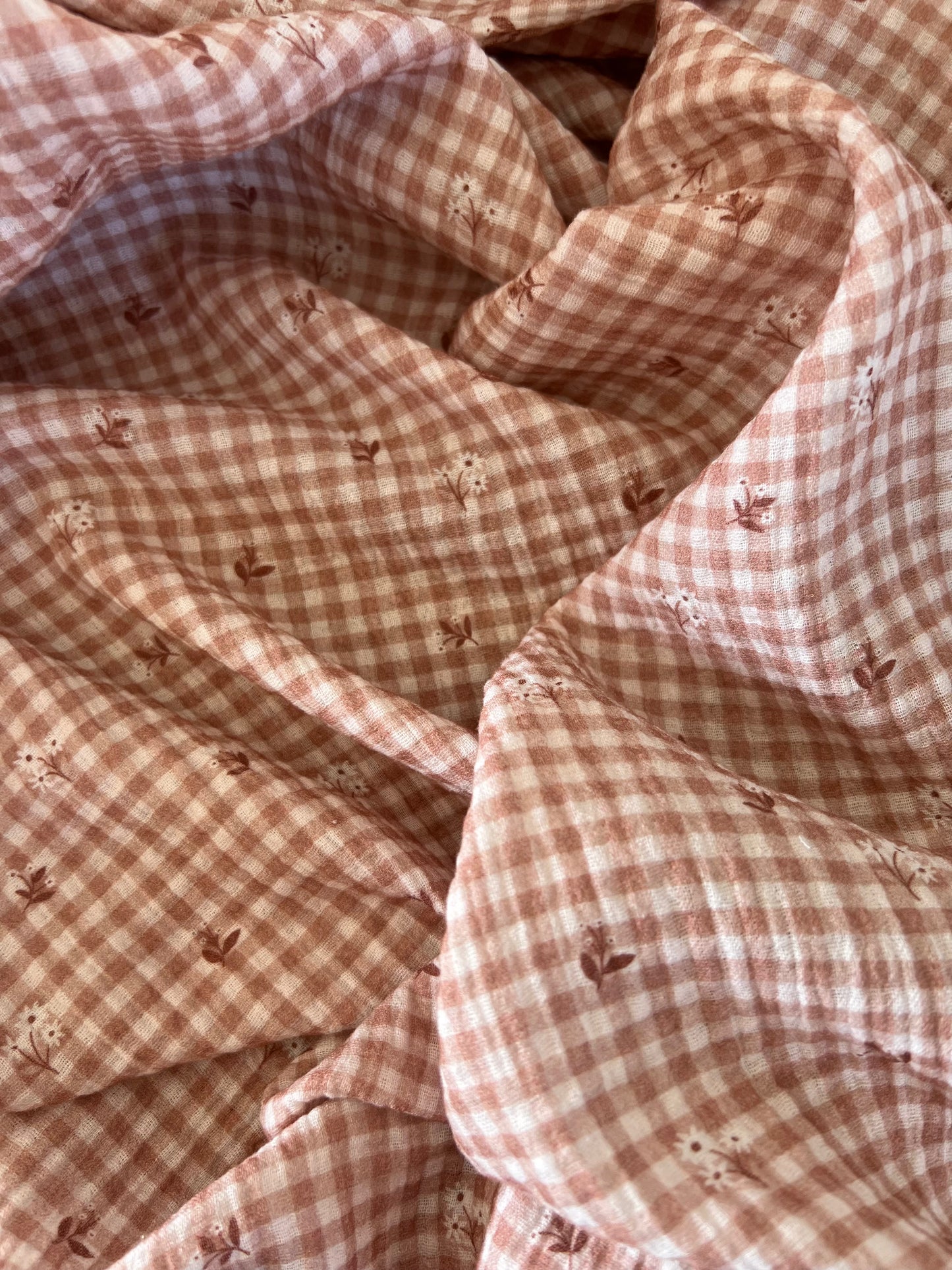 Exclusive – Double gaze Vichy Rose poudré & Petites Fleurs