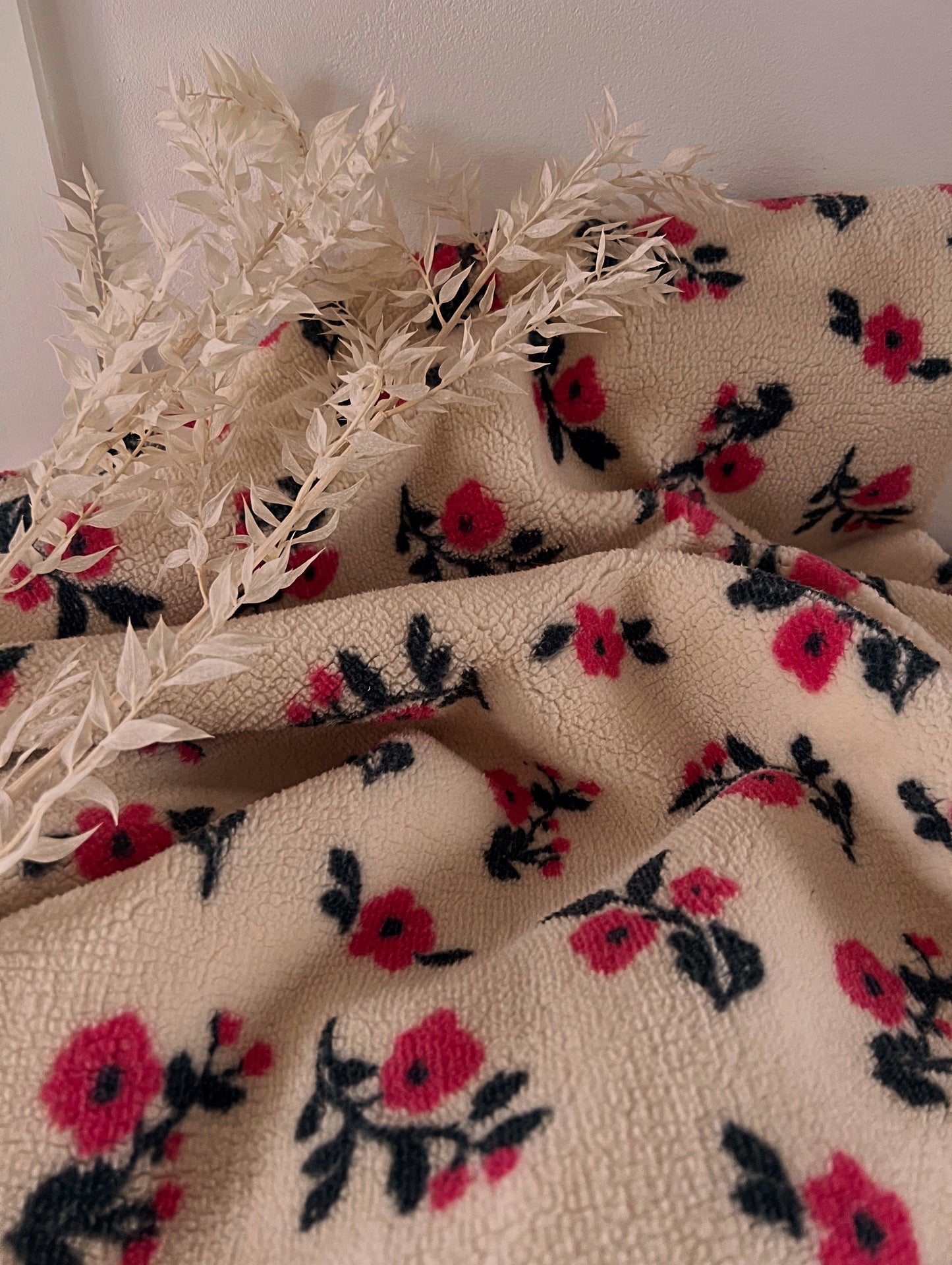 Coupon de 0,75m - Sherpa Alina Ecru / Rose