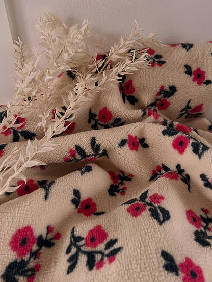 Coupon de 0,90m - Sherpa Alina Ecru / Rose