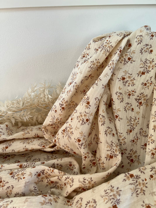 Double Gaze fleurie Ecru / Camel