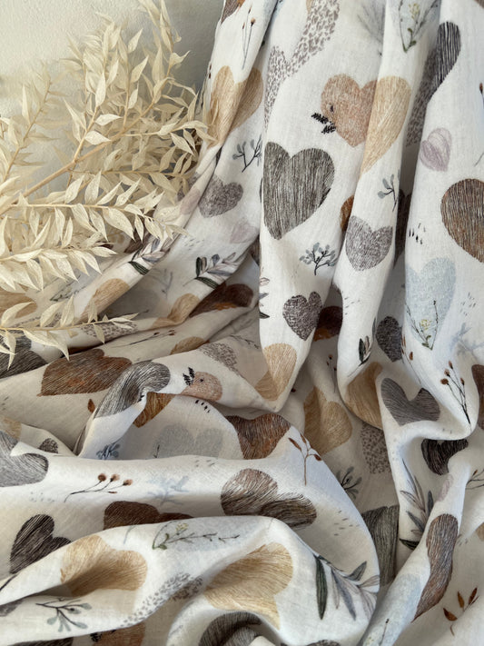 Double Gaze Imprimée LOVEGETAL Blanc / Gris