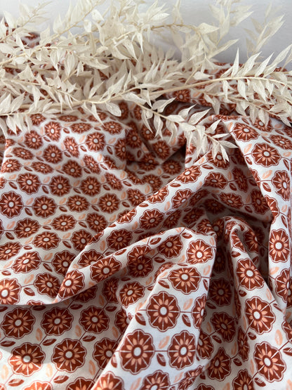 Popline de coton Fleurs Taupes
