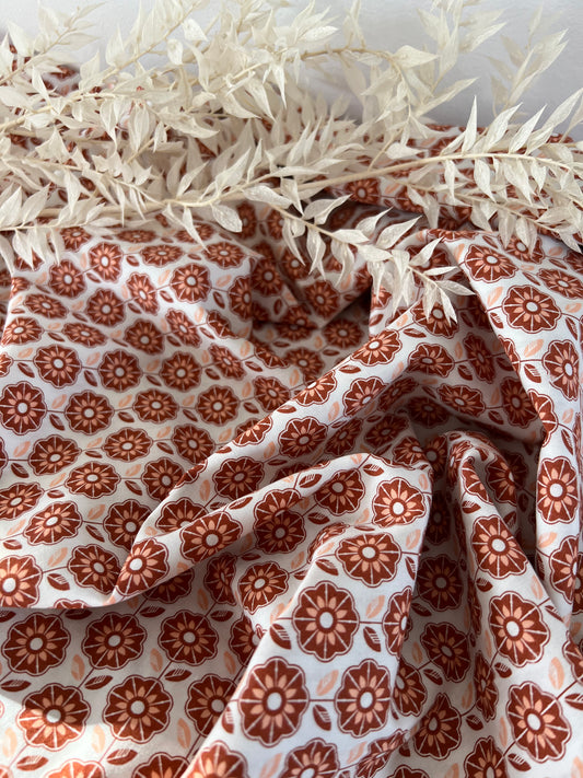 Popline de coton Fleurs Taupes