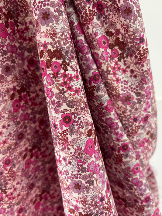 Voile de Coton Fleurs Fuschia