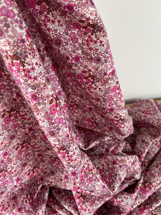 Voile de Coton Fleurs Fuschia