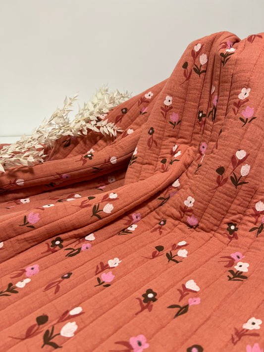 Double Gaze Matelassée Ecru / Vert