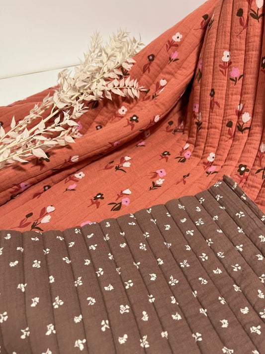 Double Gaze Matelassée Ecru / Vert