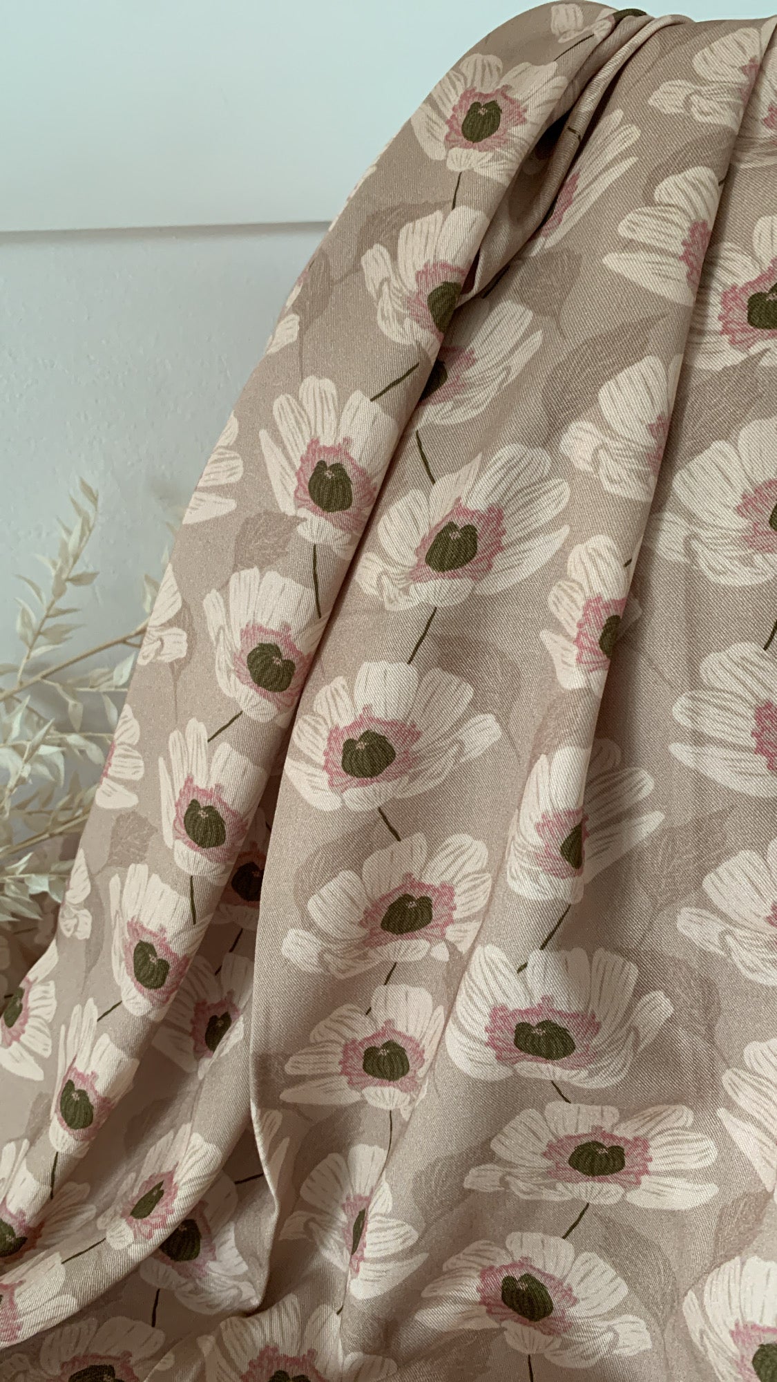 Coupon 1m - Viscose Fleurie Beige Sable