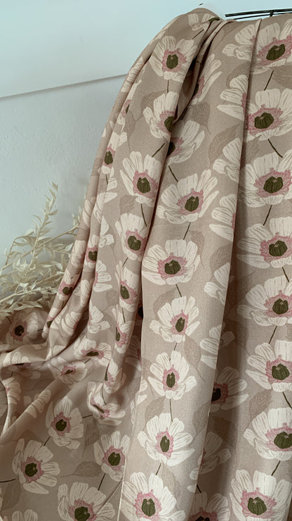 Coupon 1m - Viscose Fleurie Beige Sable