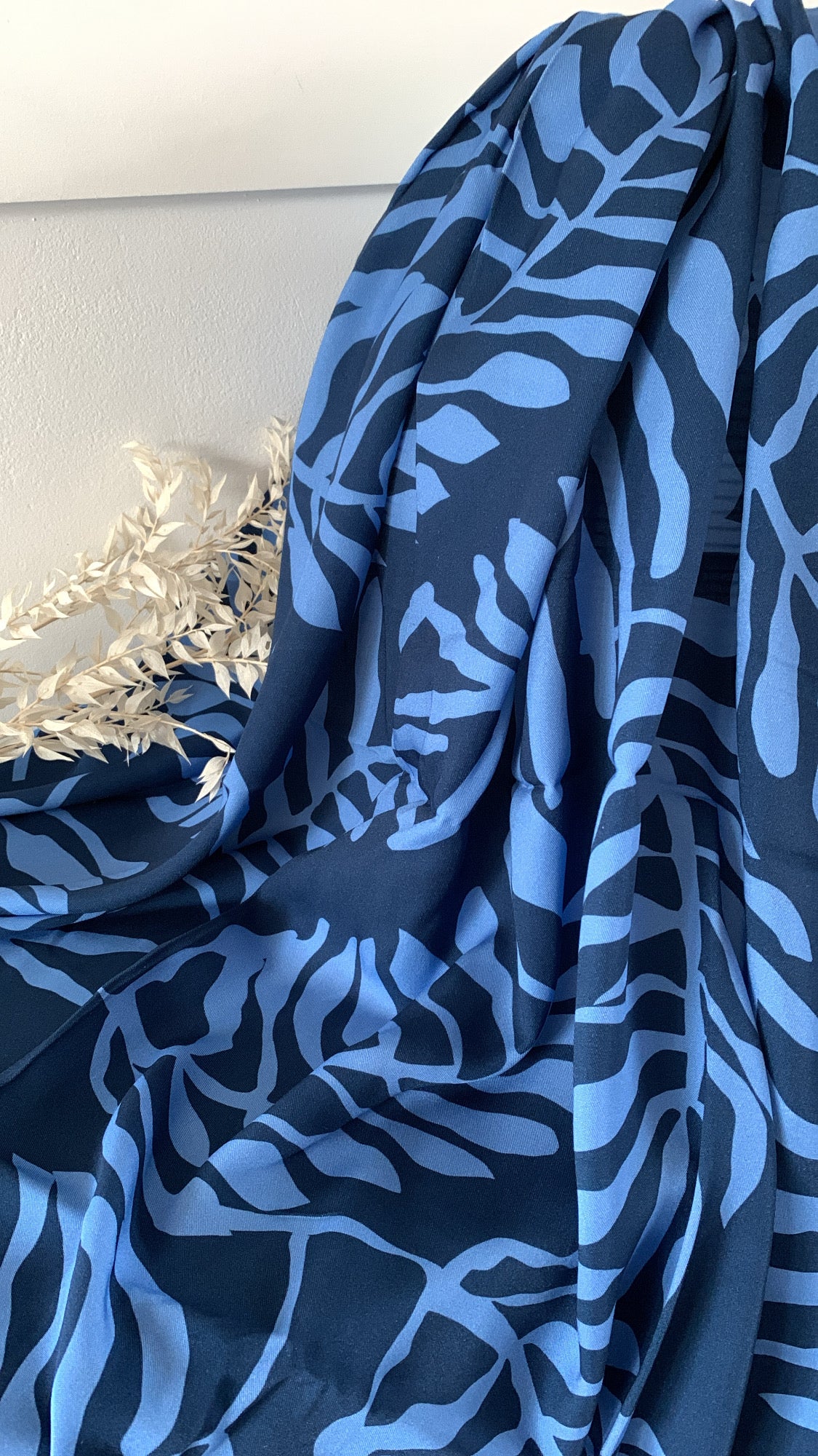 Viscose Feuillage Bleu Nuit