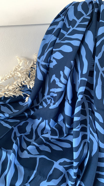 Viscose Feuillage Bleu Nuit