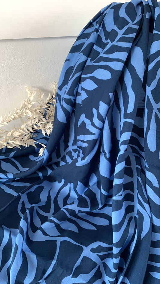 Viscose Feuillage Bleu Nuit