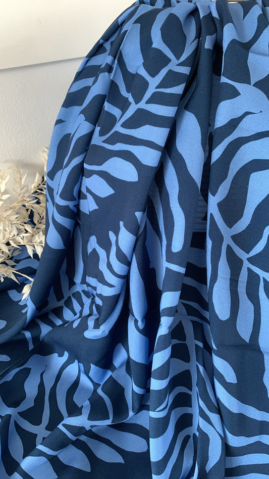Viscose Feuillage Bleu Nuit
