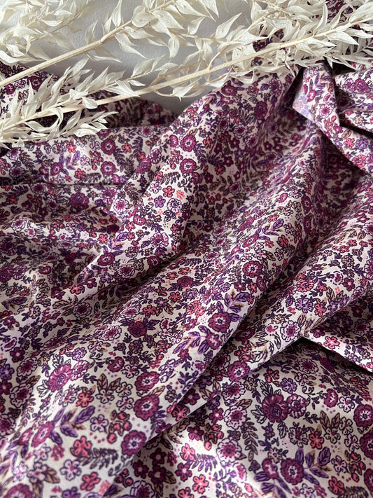 Coton imprimé BARBARA Ecru / Violet