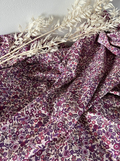 Coton imprimé BARBARA Ecru / Violet