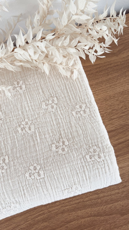 Cream Double Gauze - Embroidered