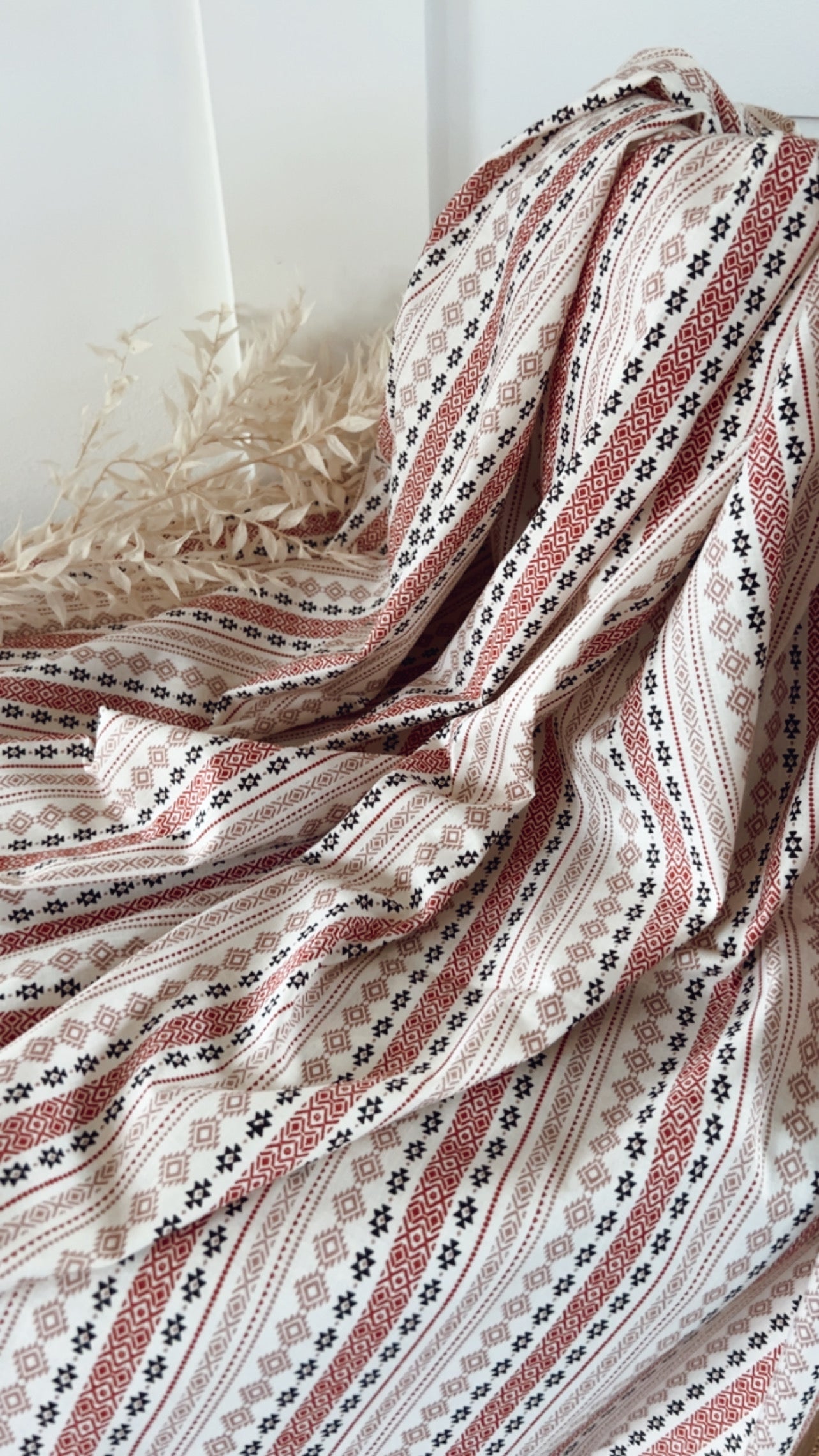 Coton Imprimé Andes – Écru Brick