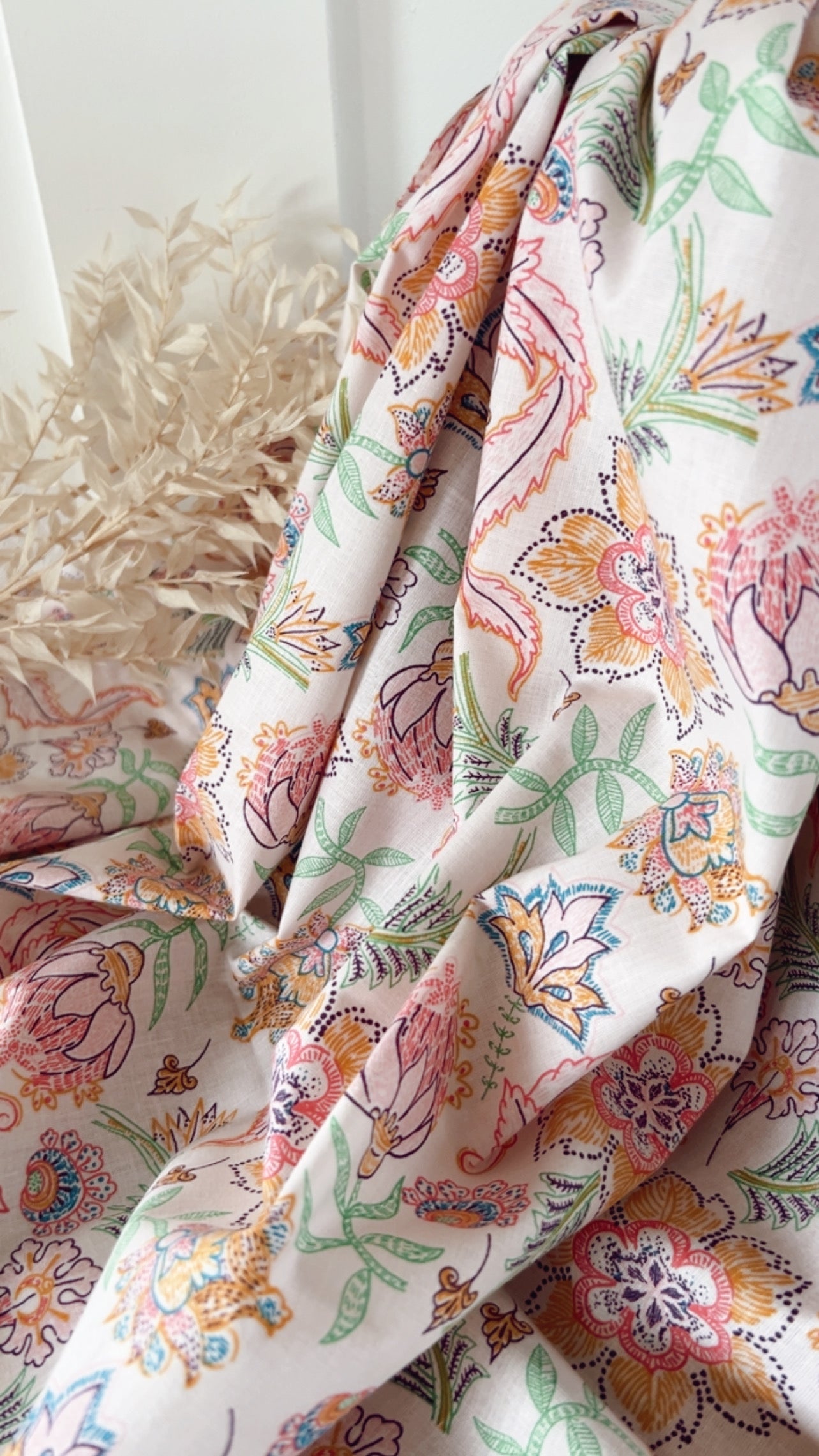 Coton Imprimé Bohème Fleurie – Rose Soleil