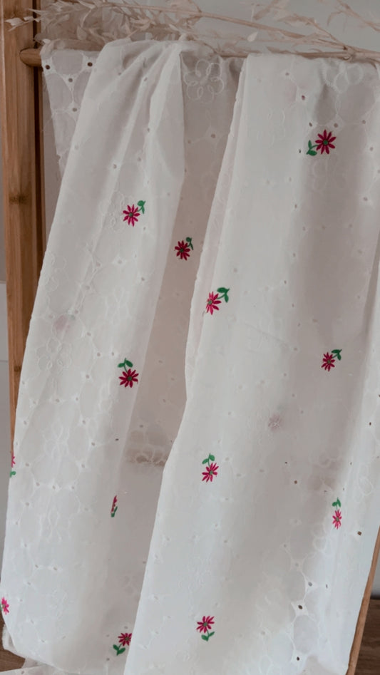Coupon 1m - Broderie Anglaise Fleurie