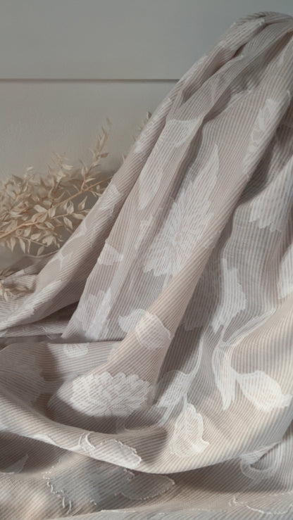 Coupon 1m - Coton Jacquard Rayures & Fleurs