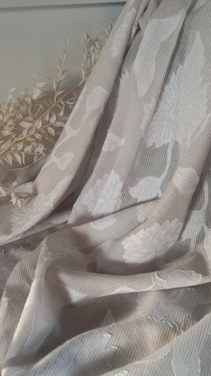 Coupon 1m - Coton Jacquard Rayures & Fleurs