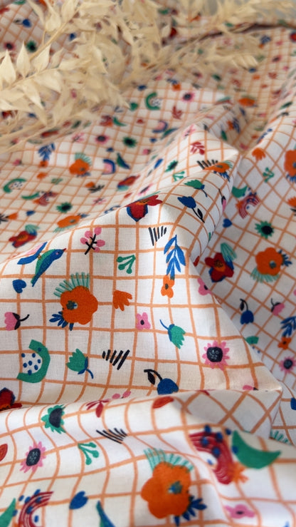 Coton Imprimé Vichy Fleurs Poétiques