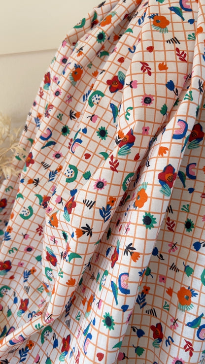 Coton Imprimé Vichy Fleurs Poétiques