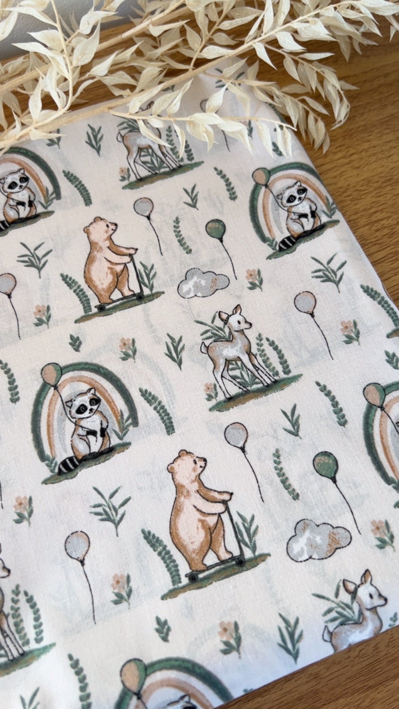 Coton Imprimé Animaux Poétiques Forêt