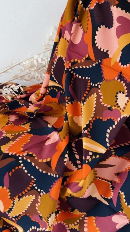 Viscose Imprimée Violet / Orange