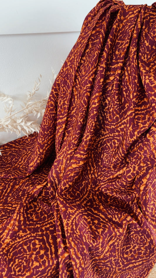 Coupon 1m - Viscose Imprimée Violet / Marron