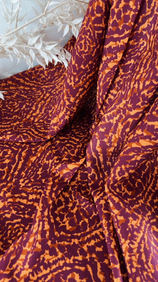 Coupon 1m - Viscose Imprimée Violet / Marron