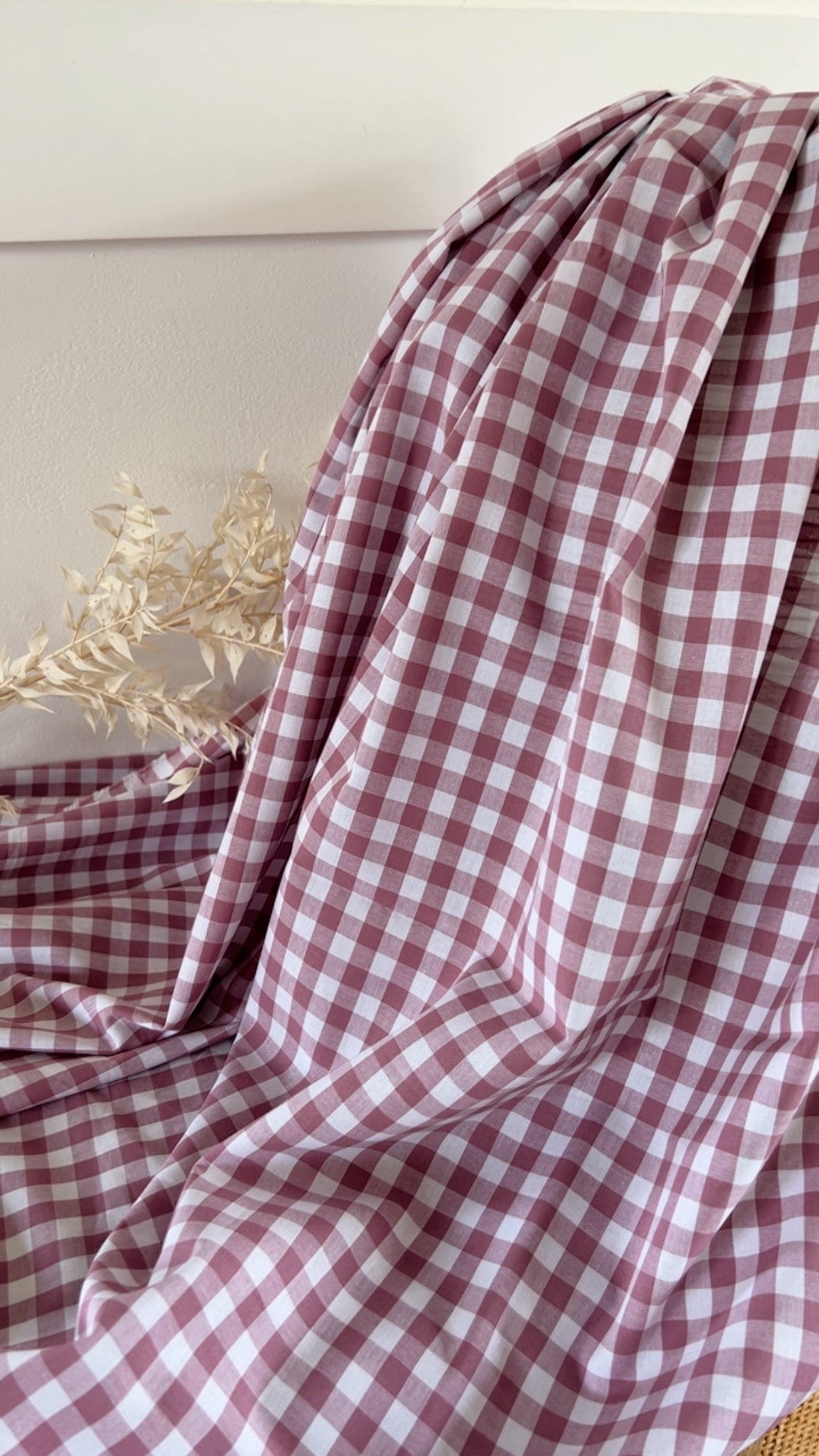 Tissu coton vichy mauve