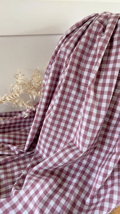 Tissu coton vichy mauve