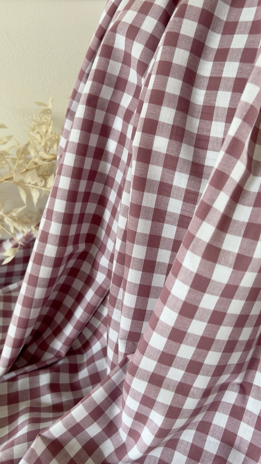 Tissu coton vichy mauve