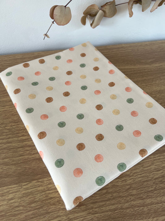 Popeline de coton à pois pastel - Fond écru