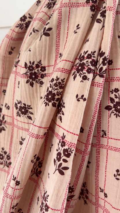 Double Gaze Fleurie à Carreaux Skin / Rouge