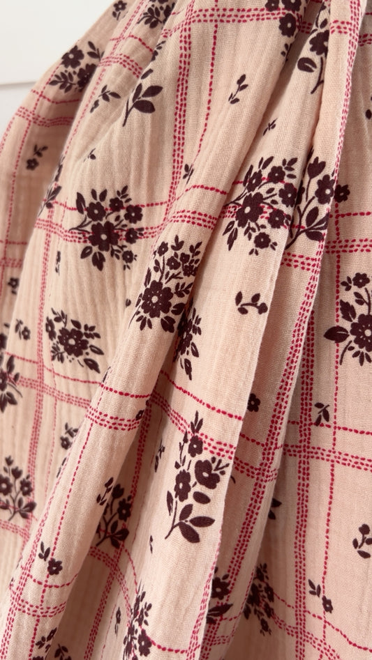 Double Gaze Fleurie à Carreaux Skin / Rouge