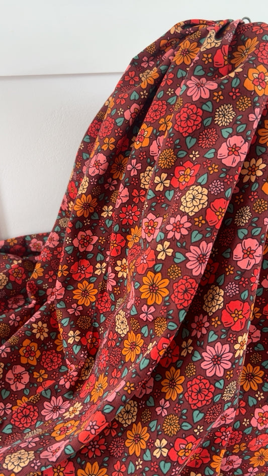 Velours Milleraies Fleuri Chocolat / Rouille