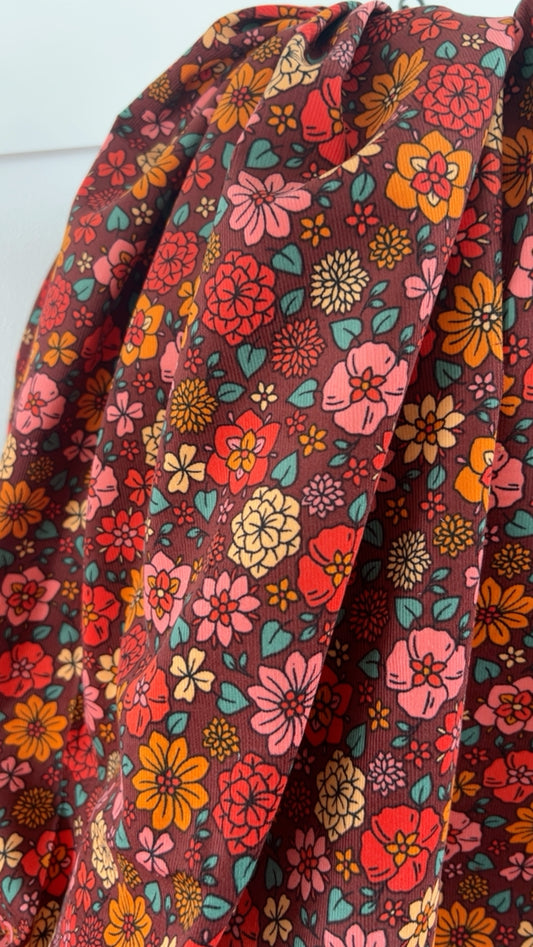 Velours Milleraies Fleuri Chocolat / Rouille