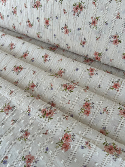 Coton rayé fleuri