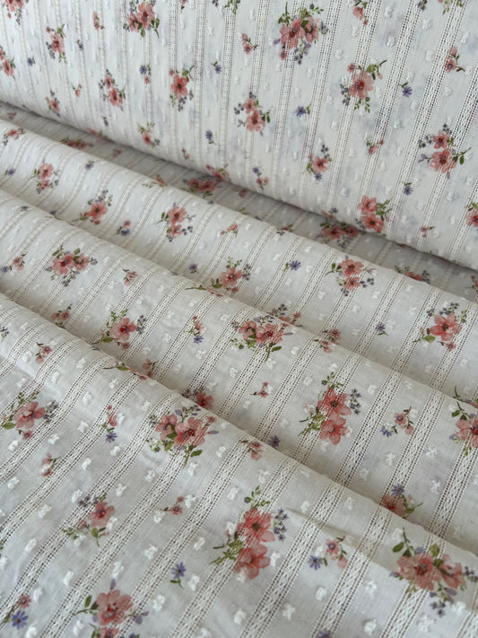 Coton rayé fleuri
