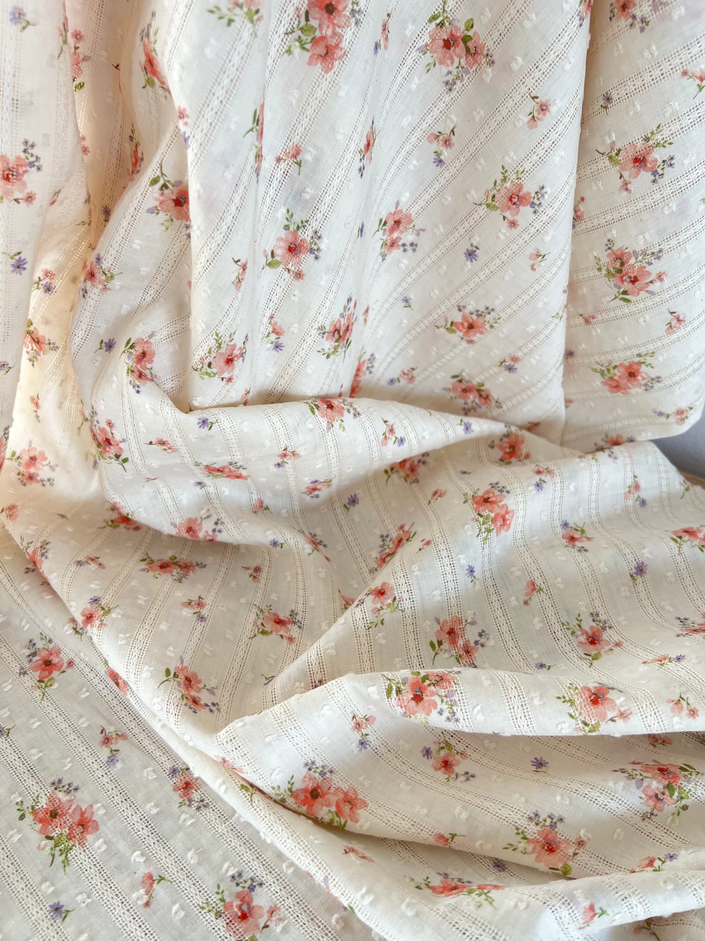 Coton rayé fleuri