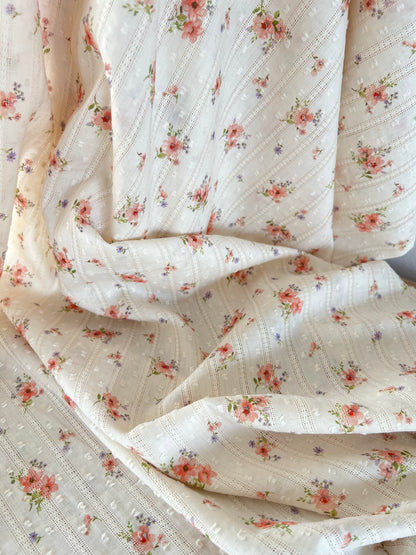 Coton rayé fleuri