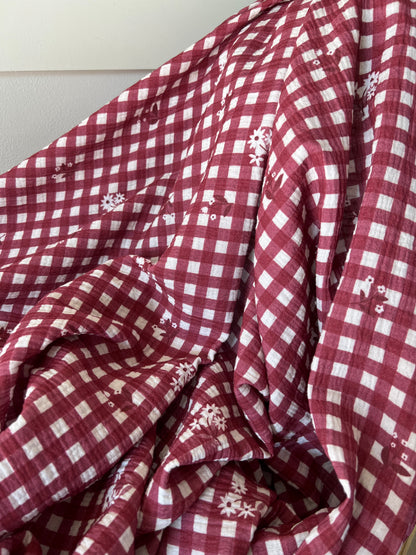Exclusive – Double gaze Vichy Bordeaux & Petites Fleurs