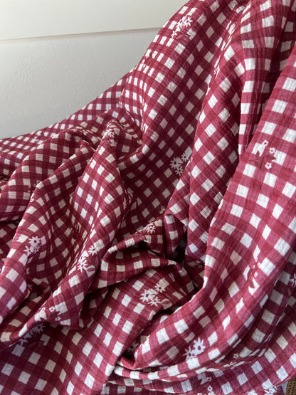 Exclusive – Double gaze Vichy Bordeaux & Petites Fleurs