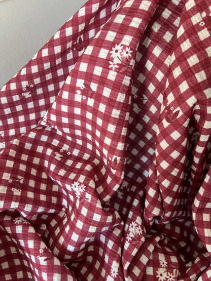 Exclusive – Double gaze Vichy Bordeaux & Petites Fleurs