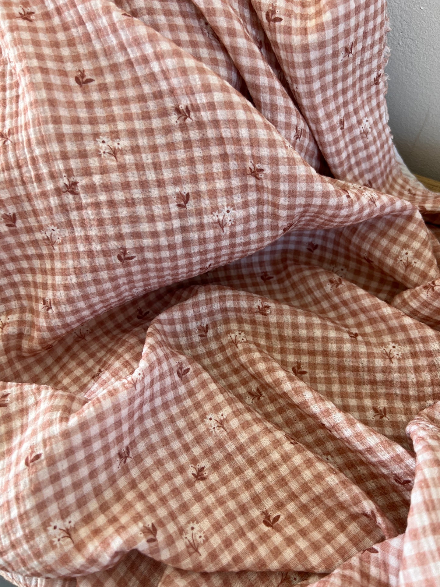 Exclusive – Double gaze Vichy Rose poudré & Petites Fleurs