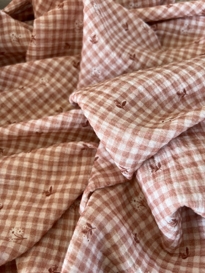 Exclusive – Double gaze Vichy Rose poudré & Petites Fleurs