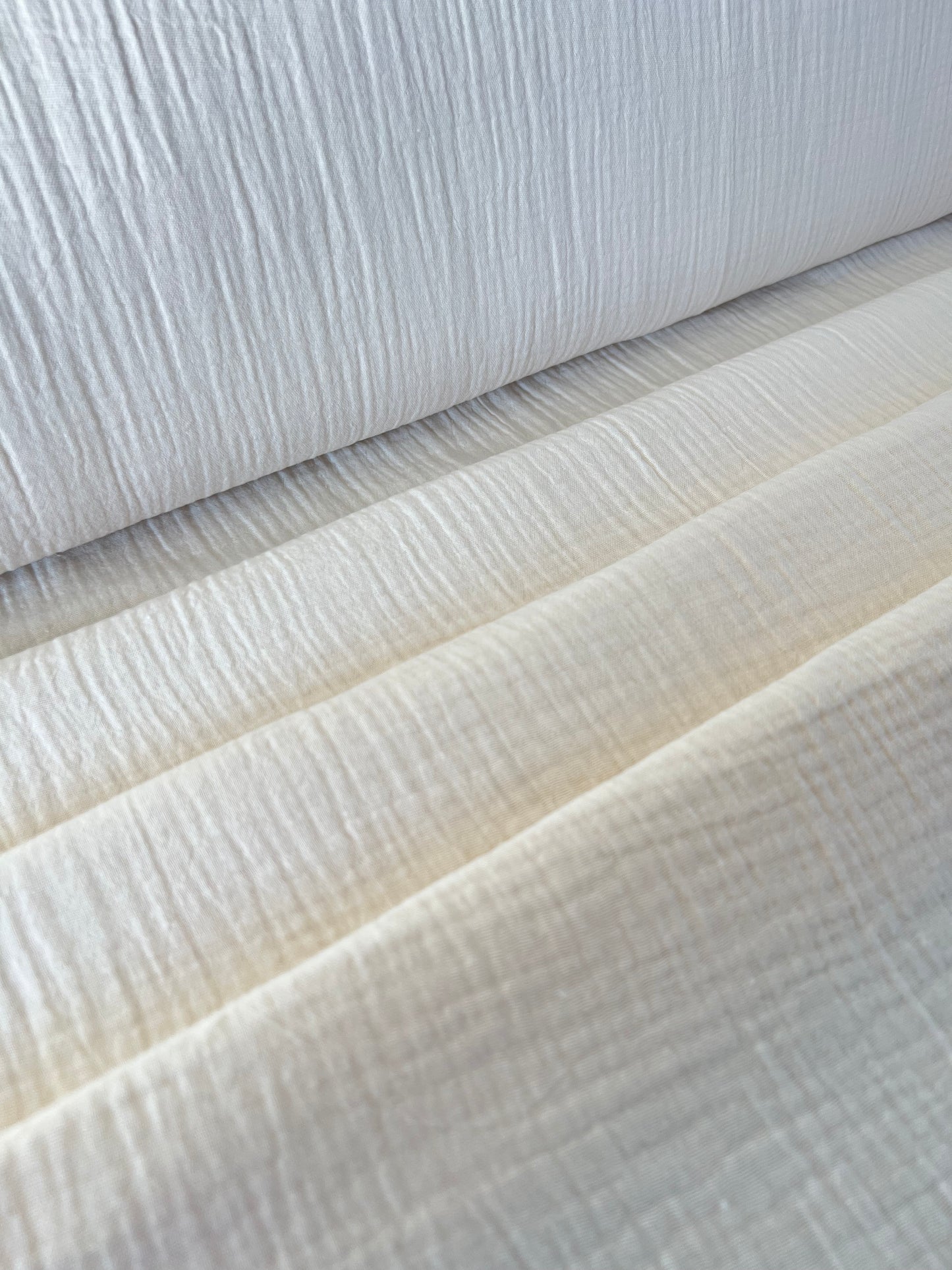 Tissu Double Gaze de Coton Écru Uni