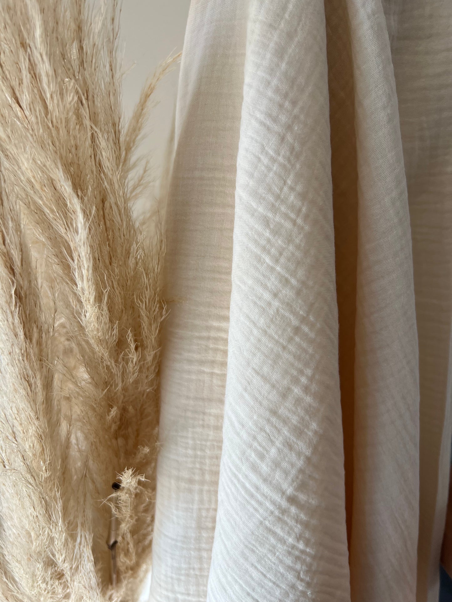 Tissu Double Gaze de Coton Écru Uni
